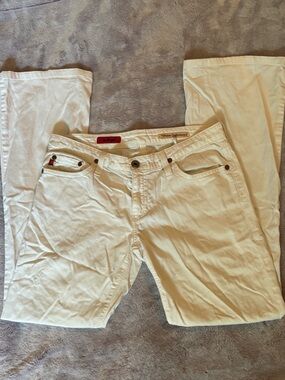 white low rise flare jeans